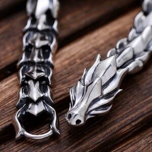 Stunning Sterling Silver Dragon Link Bracelet